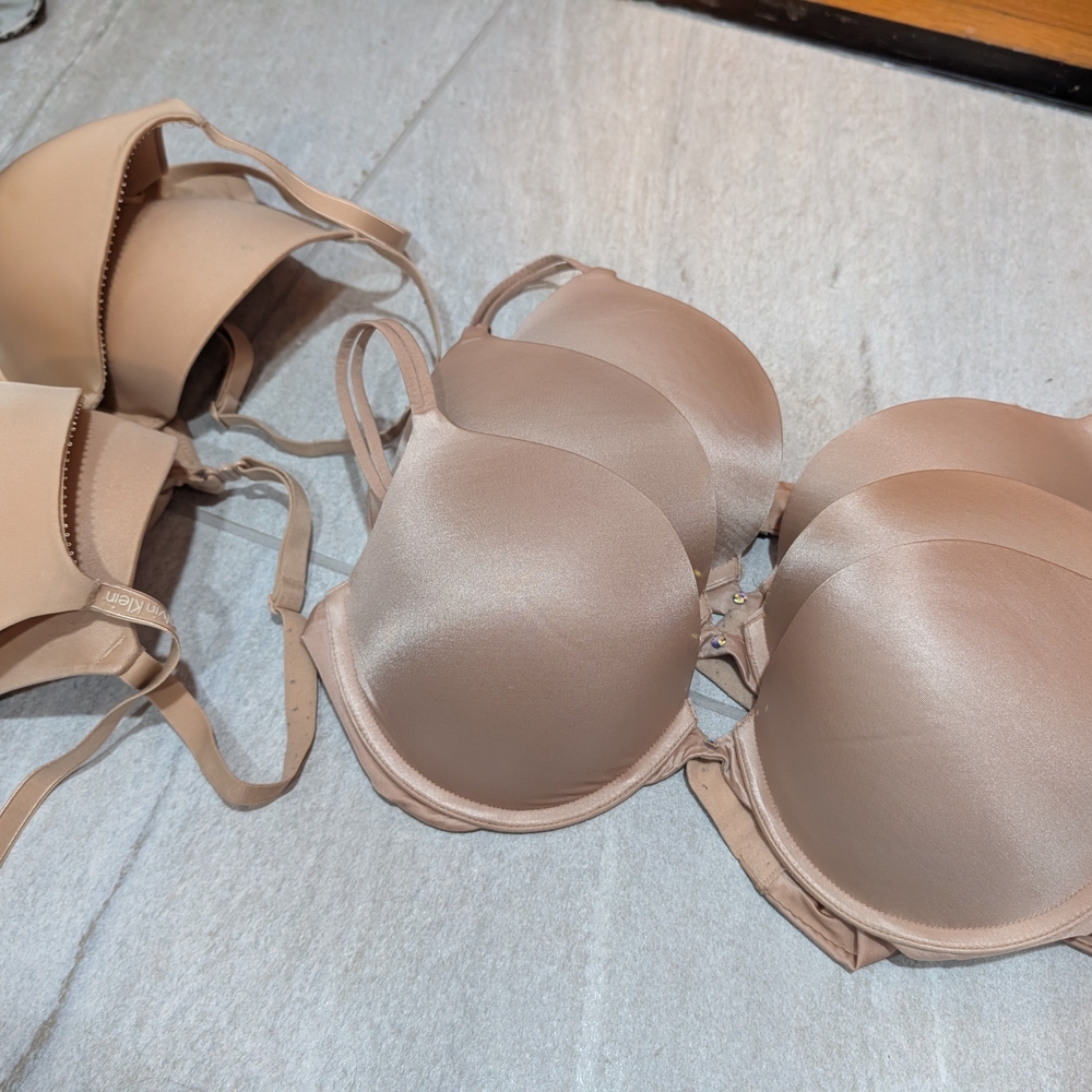 Lot Of 3 Pushup T Shirt 36C Victoria's Secret Tan Women's Bra - Picture 2 of 3